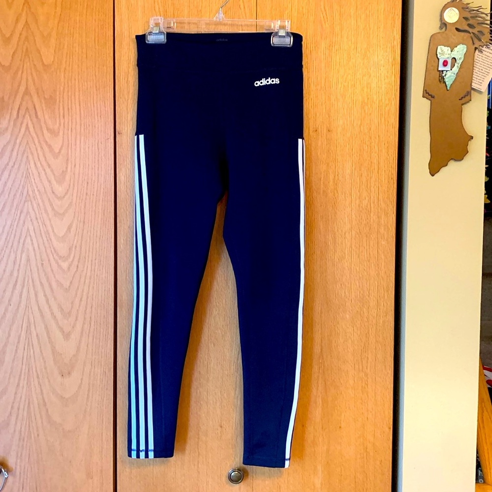 Adidas M aeroready navy blue slim fit pants running yoga exercise athleisure EUC